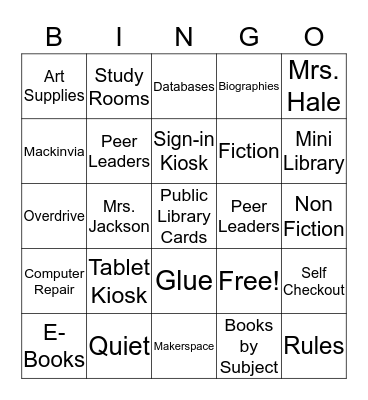 TCHS Media Center Bingo Card