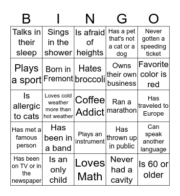 Come and See Bingo Card