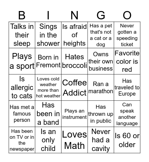 Come and See Bingo Card