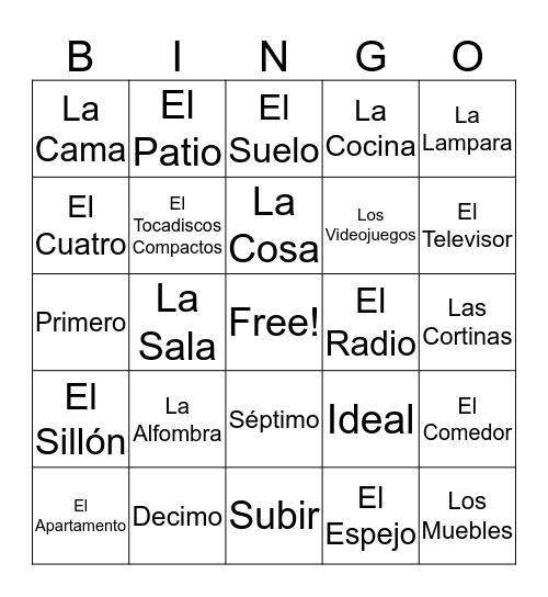 Diddly Darn Spanish Bango Bingo Card