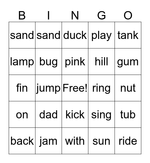 I can spell Book-2-unit 1,2,3-short vowel Aa, Ii, Uu Bingo Card