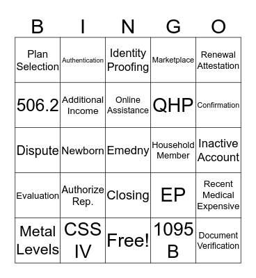 MAXIMUS Bingo Card