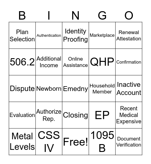 MAXIMUS Bingo Card