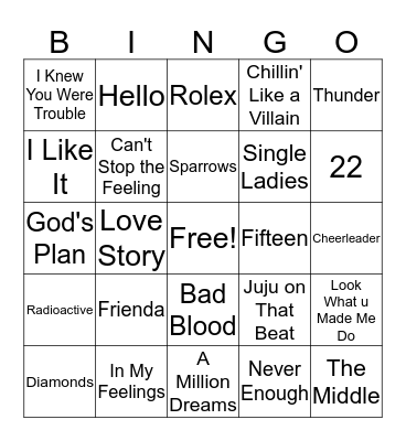 Song Bingo! Bingo Card