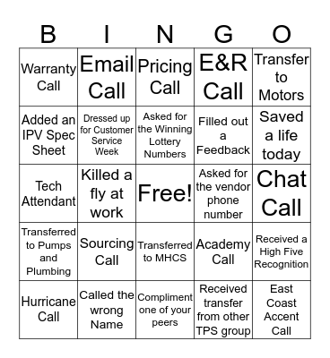 TPS BINGO Card