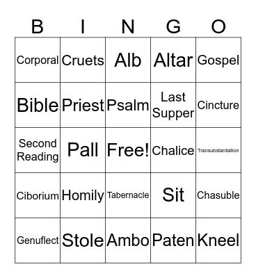 Holy Eucharist Bingo Card