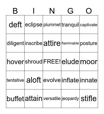 Wordly Wise 5 Bingo Card