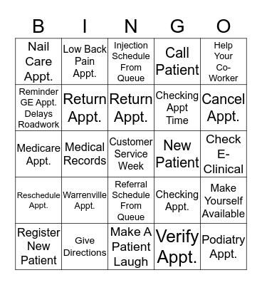 Fill My Bucket Bingo Card