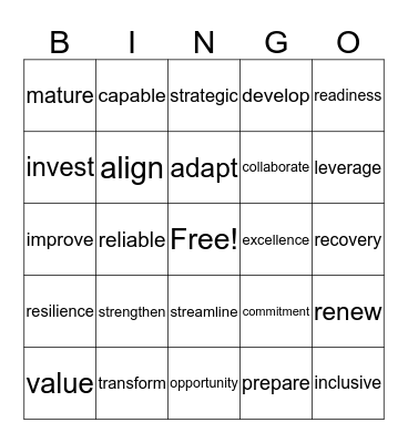 OCAO Strategic BINGO Card