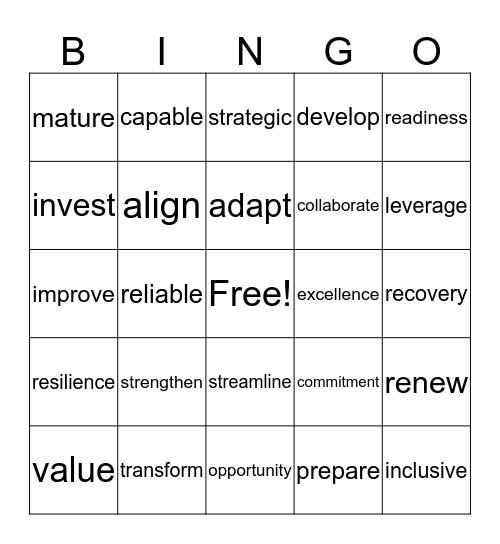 OCAO Strategic BINGO Card