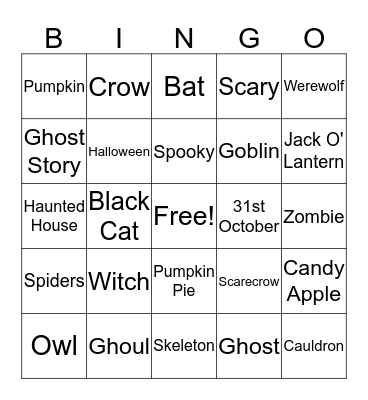 Wicked Bingo!  Bingo Card
