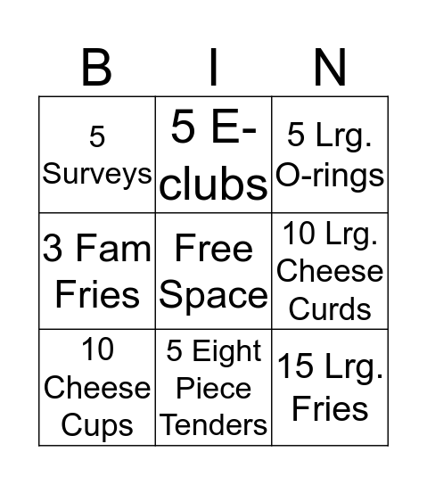 Bingo 9/24- 9/30 Bingo Card