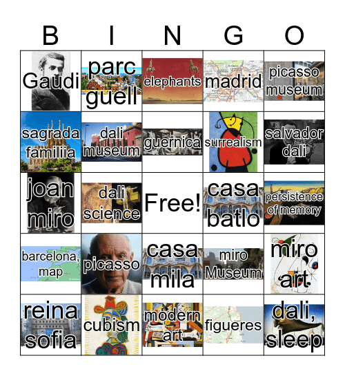 Spanish Artists Bingo Card