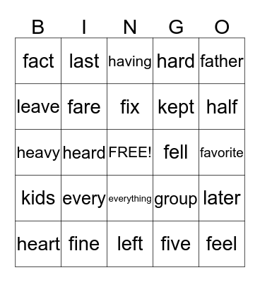 List C BINGO  101-150 Bingo Card