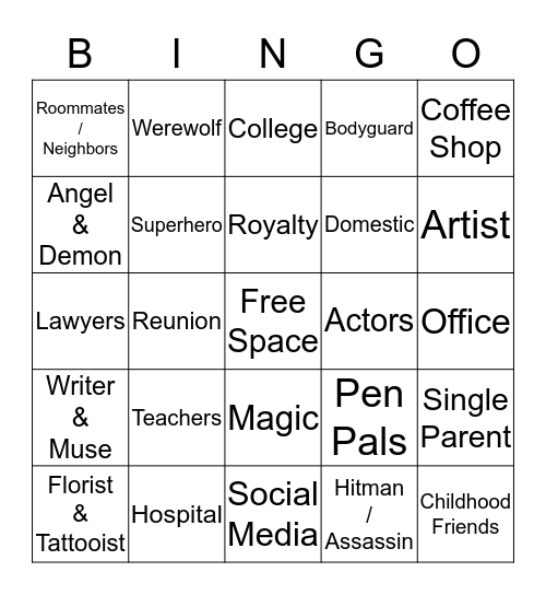 Alternate Universe Bingo Card