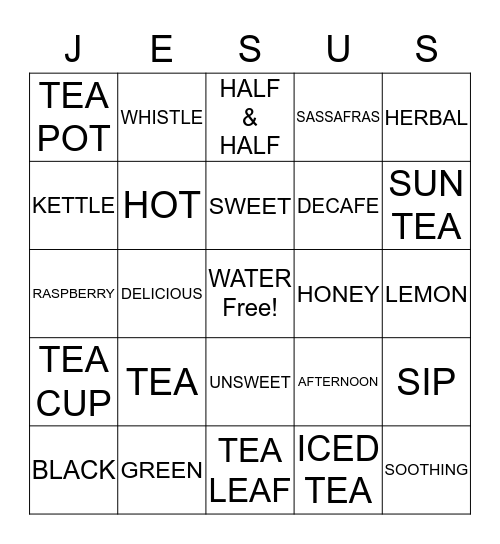 MISSIONARY TEA Bingo Card