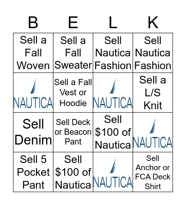 NAUTICA BINGO Card