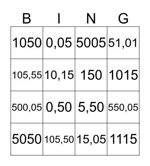 getallen Bingo Card