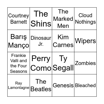 Julis Music Bingo Card