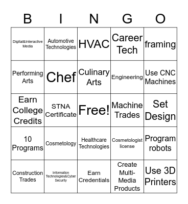 MSHS CAREER TECH Bingo  Bingo Card