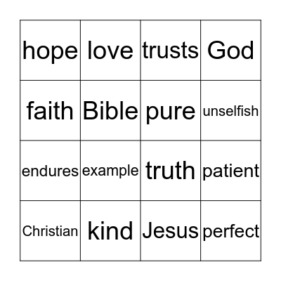 1 Corinthians 13 Bingo Card