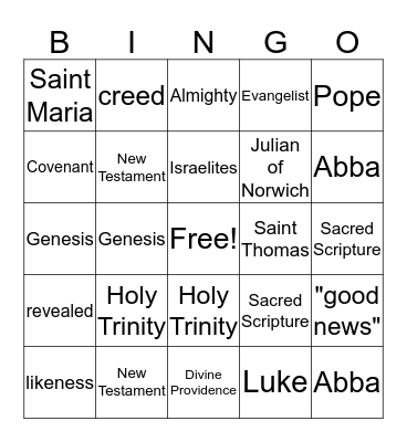 Lessons 1-3 Bingo Card