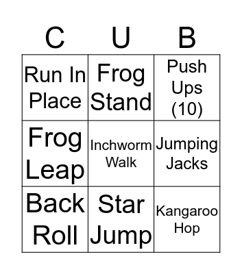 Wolf Den Fitness Bingo! Bingo Card