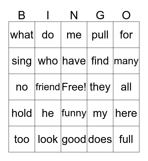 Sept. Sight Word Bingo Card