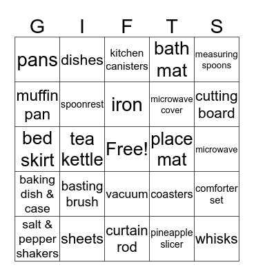 Bridal Shower Bingo! Bingo Card
