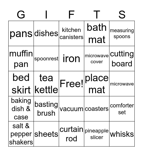 Bridal Shower Bingo! Bingo Card