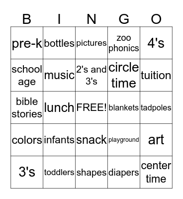 The Children's Center Bingo Card