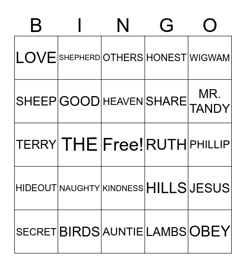 Secret In The Woods Bingo Card