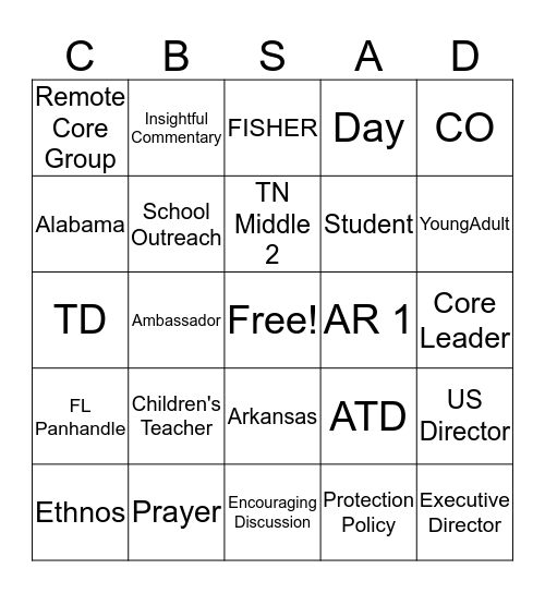 Central C AD BINGO Card