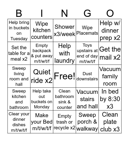 Tyler Bingo Card