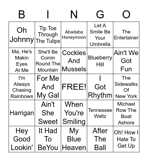 Music Bingo! Bingo Card