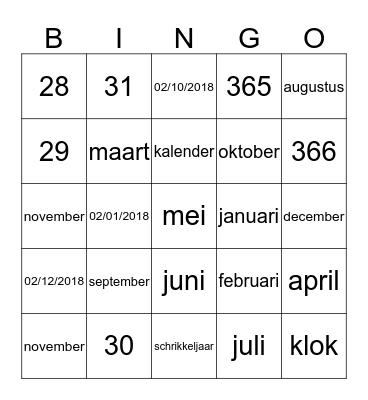 Meten en metend rekenen Bingo Card