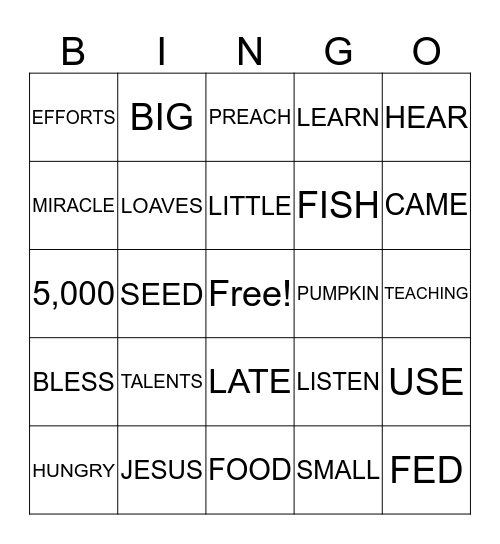 LITTLE SEEDS BINGO Card