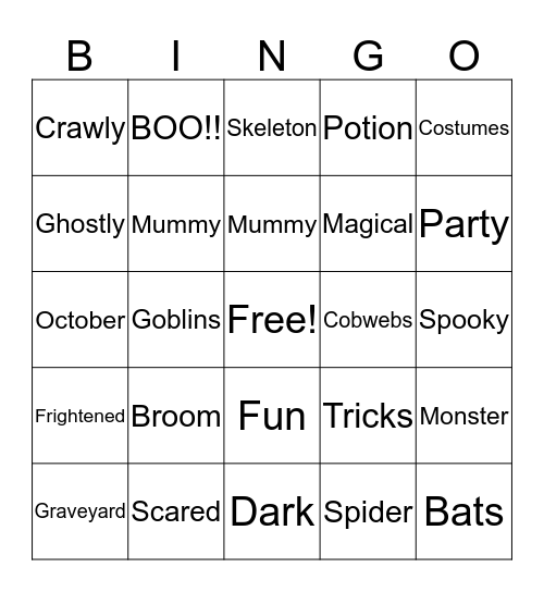 HALLOWEEN Bingo Card