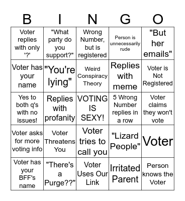 Textbank Bingo Card