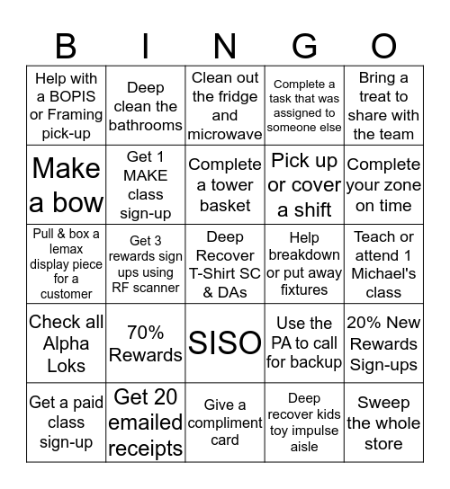 9819 BINGO Card