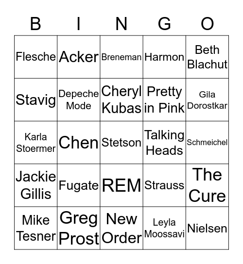 K College Class of 88 Bingo Card