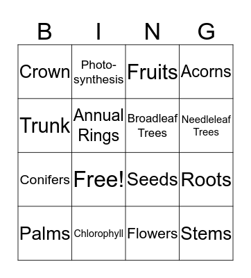 SCIENCE BINGO Card