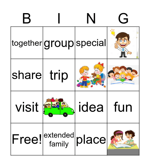 Unit 1 My Family Part Two Bingo Card
