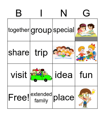 Unit 1 My Family Part Two Bingo Card