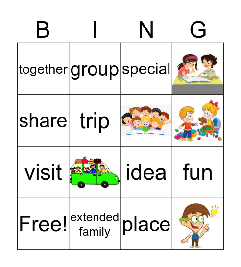 Unit 1 My Family Part Two Bingo Card