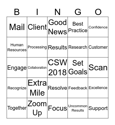 Excellence Happens Here!  Bingo Card