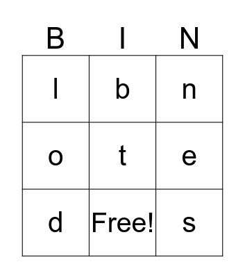 Alphabet Bingo Card