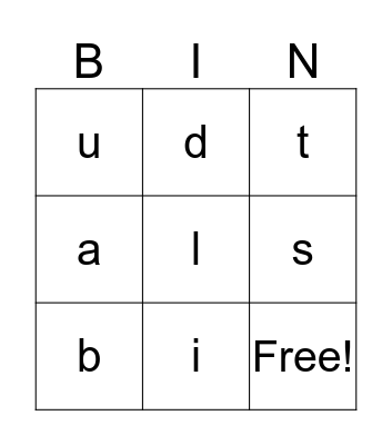 Alphabet Bingo Card