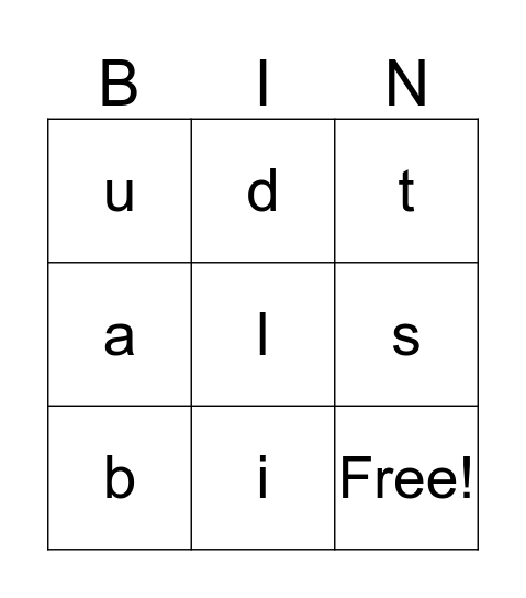 Alphabet Bingo Card