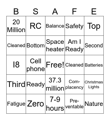 Q4 Safety Bingo Card